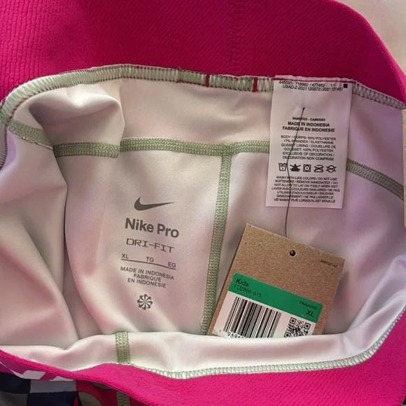 Nike Kids Pro Striped Shorts - Pink, Green, Gray size XL GIRLS - Picture 4 of 5